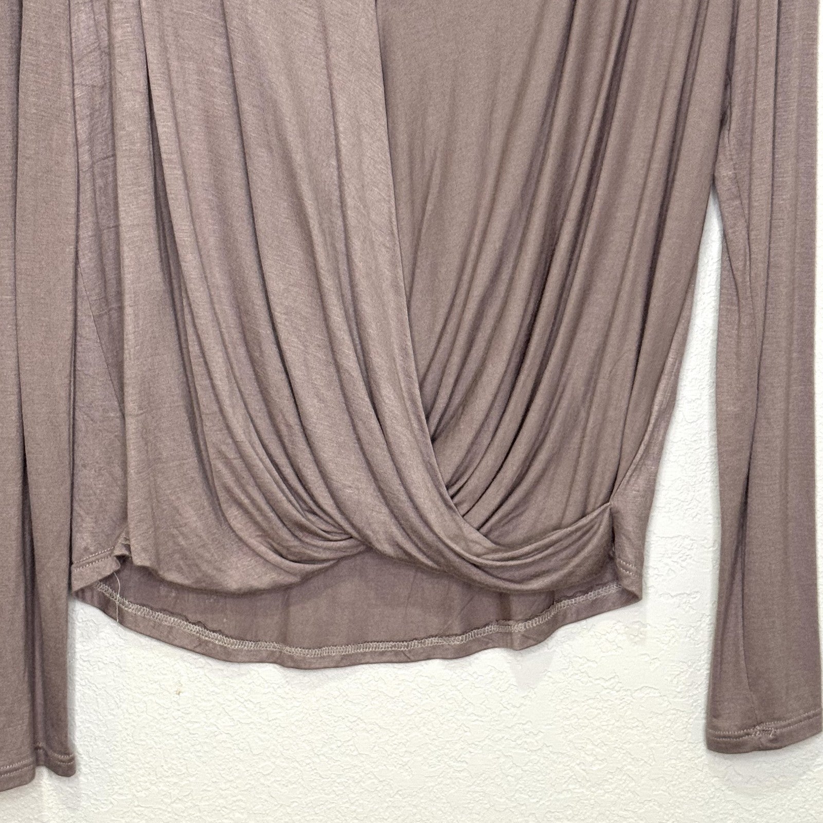 Anthropologie On the Road Top XS Taupe Draped Long Sleeve Surplice Blouse USA - Flair - Style