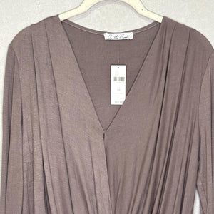 Anthropologie On the Road Top XS Taupe Draped Long Sleeve Surplice Blouse USA - Flair - Style