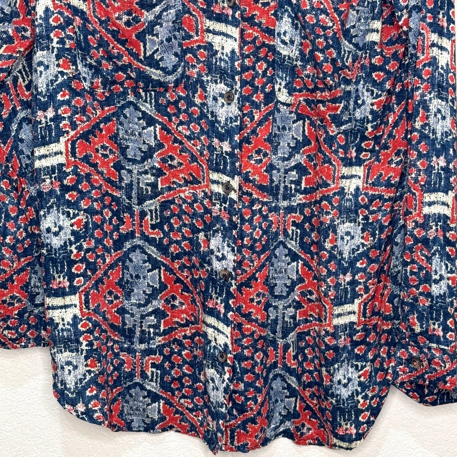 Anthropologie PILCRO Shirt | Size Medium | Blue Red Print - Flair - Style