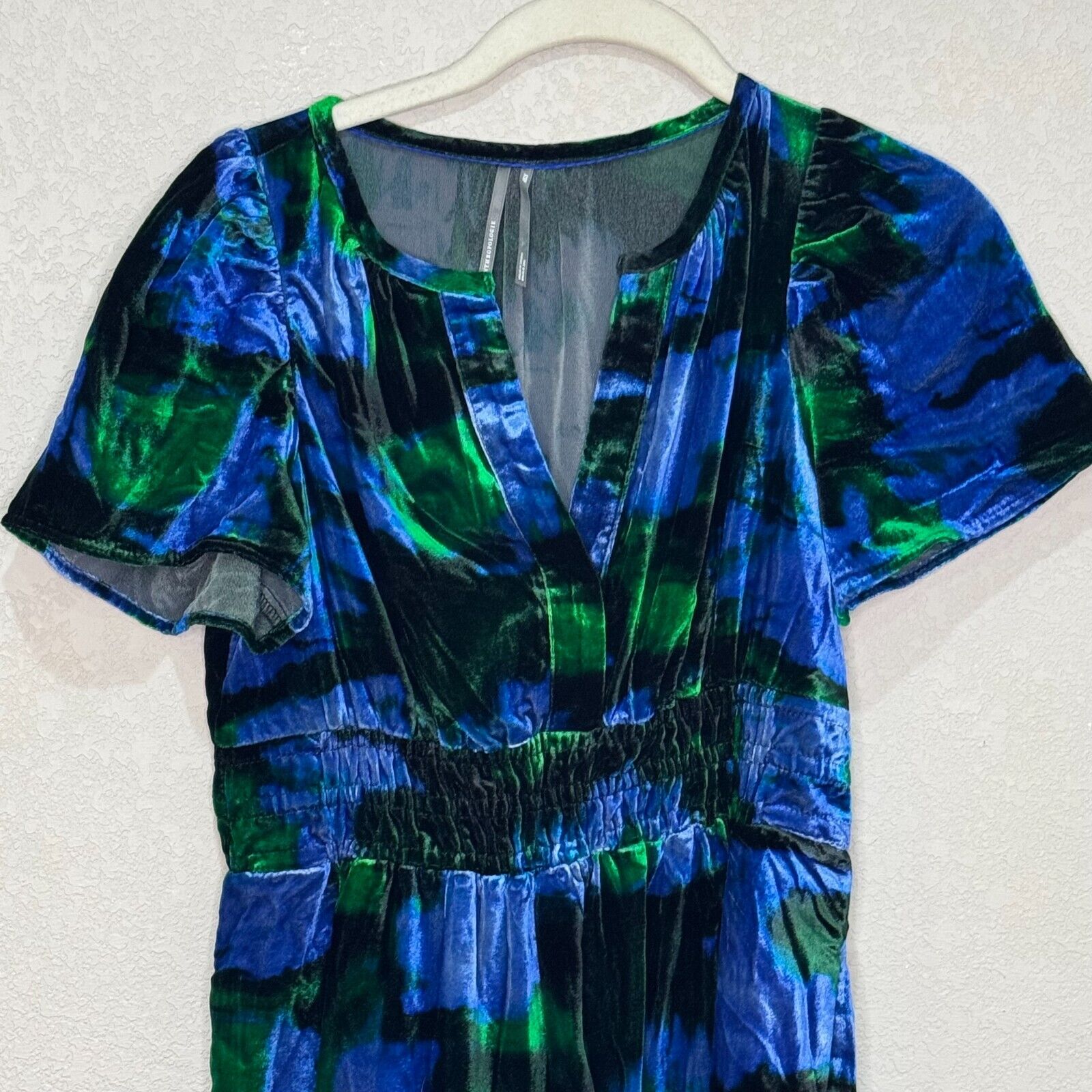 Anthropologie Somerset Mini Dress Velvet Edition Size XS Petite Blue Green $160 - Flair - Style