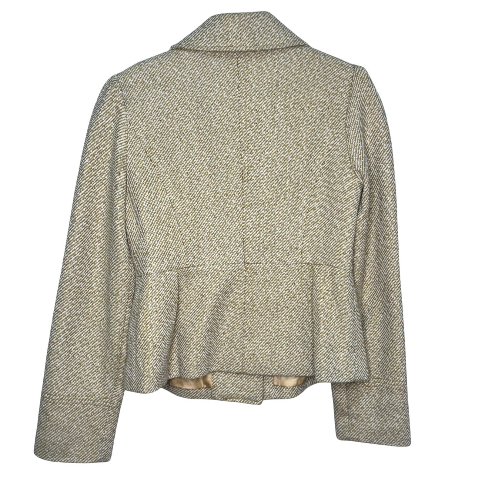 Anthropologie Tabitha Yellow Flecked Peplum Jacket Size 4 Wool Blend Herringbone - Flair - Style
