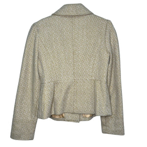 Anthropologie Tabitha Yellow Flecked Peplum Jacket Size 4 Wool Blend Herringbone - Flair - Style