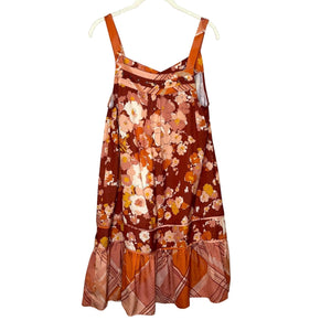 Anthropologie TINY Sleeveless Dress Size Medium Orange Multi Pattern Rivets - Flair - Style