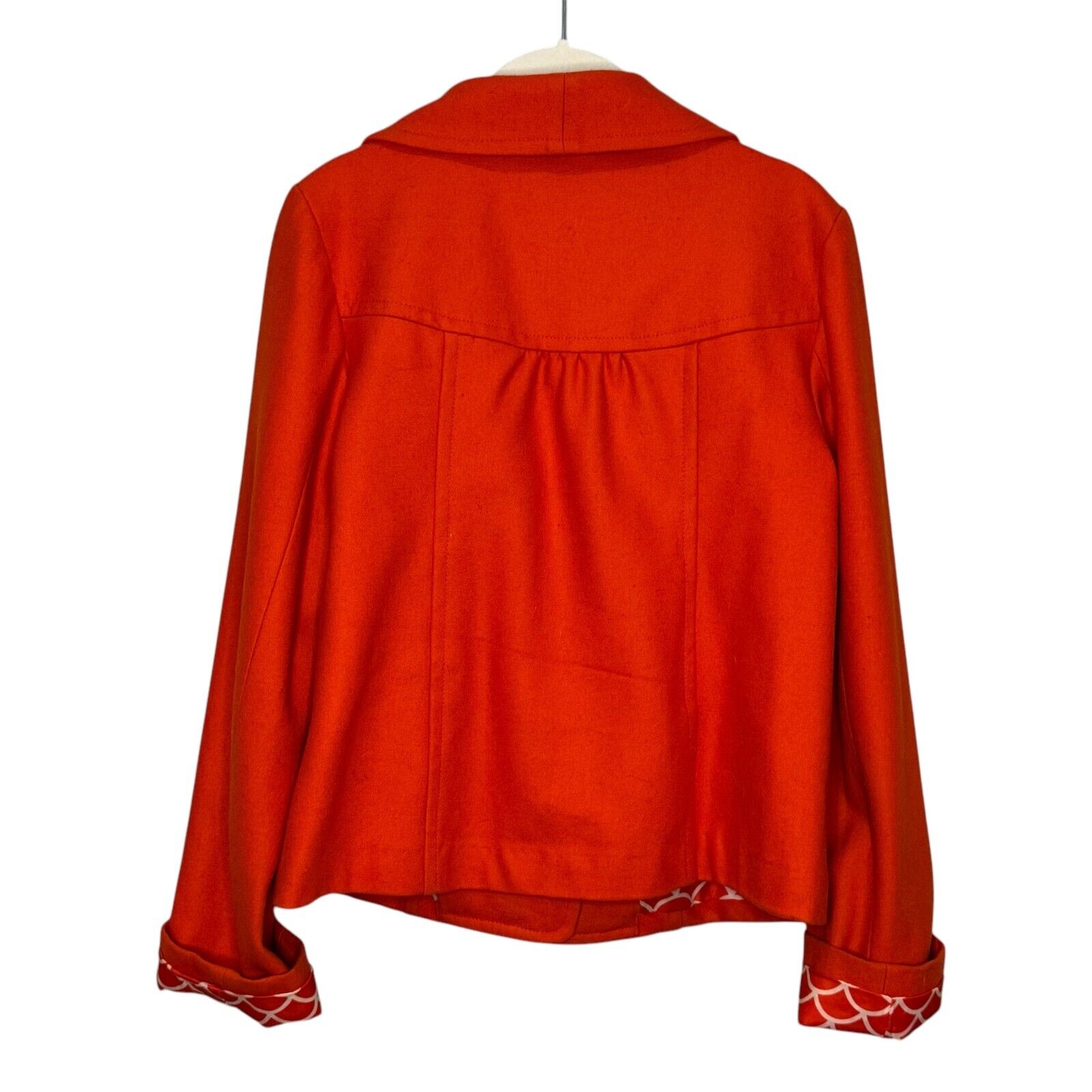 Anthropologie Tulle Orange Jacket Blazer Size Large Wool Short Peacoat - Flair - Style