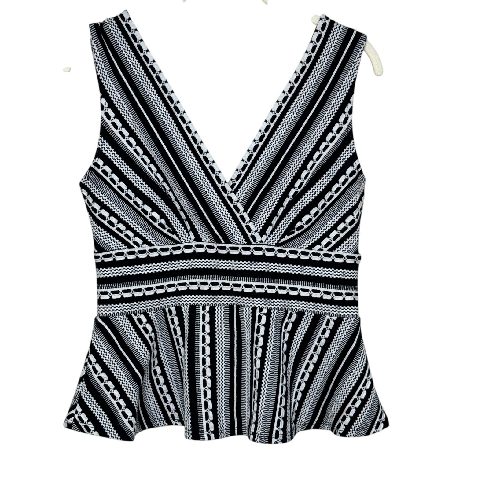 Anthropologie Vanessa Virginia Upton Peplum Top Size Small Black White - Flair - Style