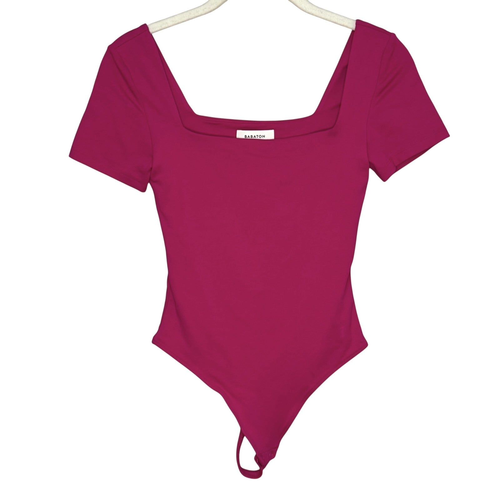 Aritzia Babaton Contour Bodysuit Size XS Pink Square Neck Short Sleeve Stretch - Flair - Style