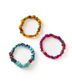 Assorted Upcycled Sari Priya Scrunchie Bracelet - Set of 3 - Flair - Style