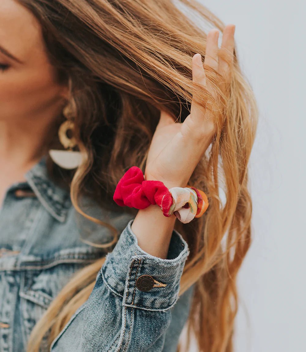 Assorted Upcycled Sari Scrunchies Set of 2 - Flair - Style
