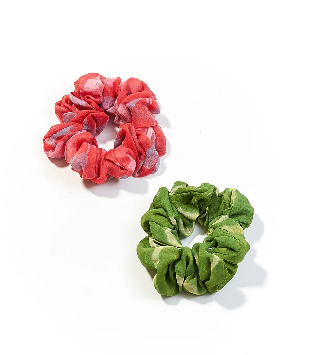 Assorted Upcycled Sari Scrunchies Set of 2 - Flair - Style