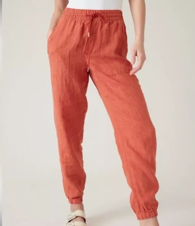 Athleta Retreat Jogger Linen Pants | Size 6 | Rust - Flair - Style