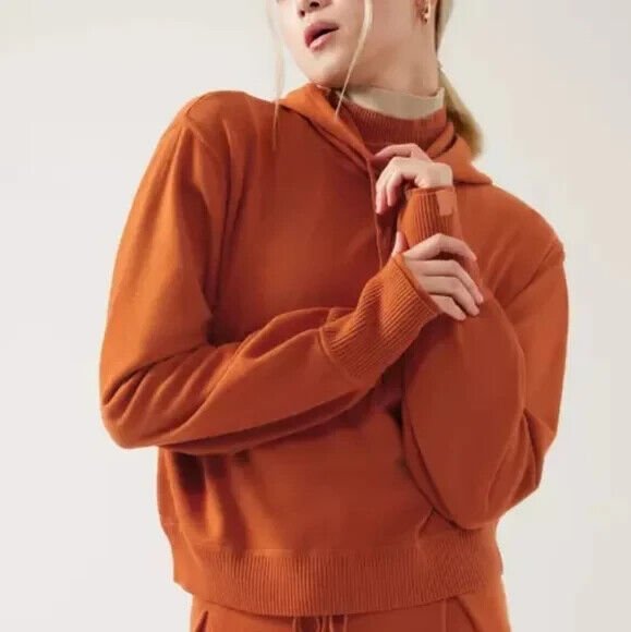 Athleta x Alicia Keys Sweater Size Small FoliageI Orange Hooded Intention $169 - Flair - Style