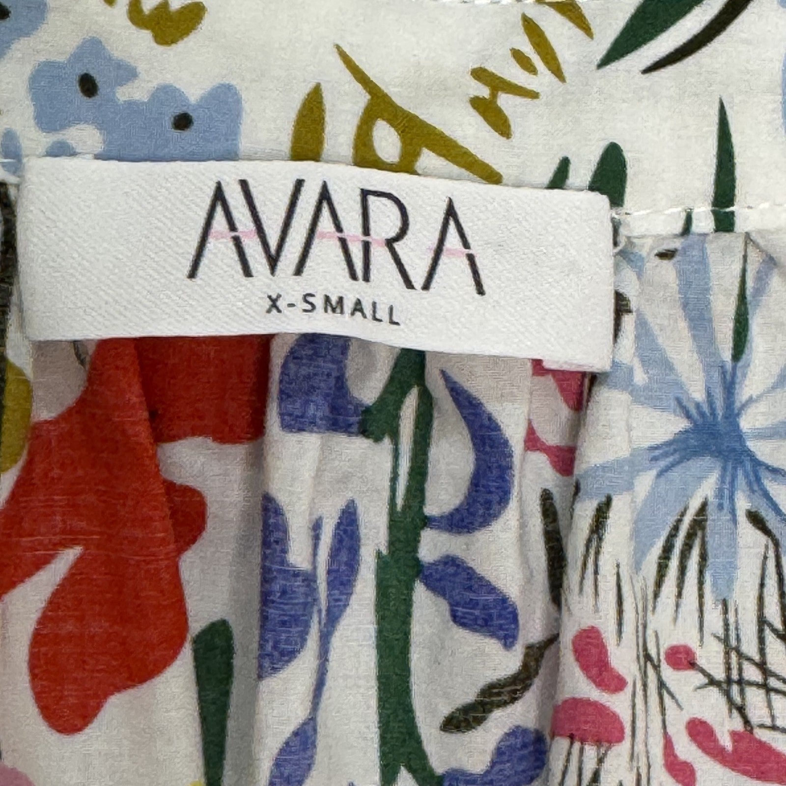 Avara Blouse Womens XS White Multi Floral Button Front Lightweight Top Cotton - Flair - Style