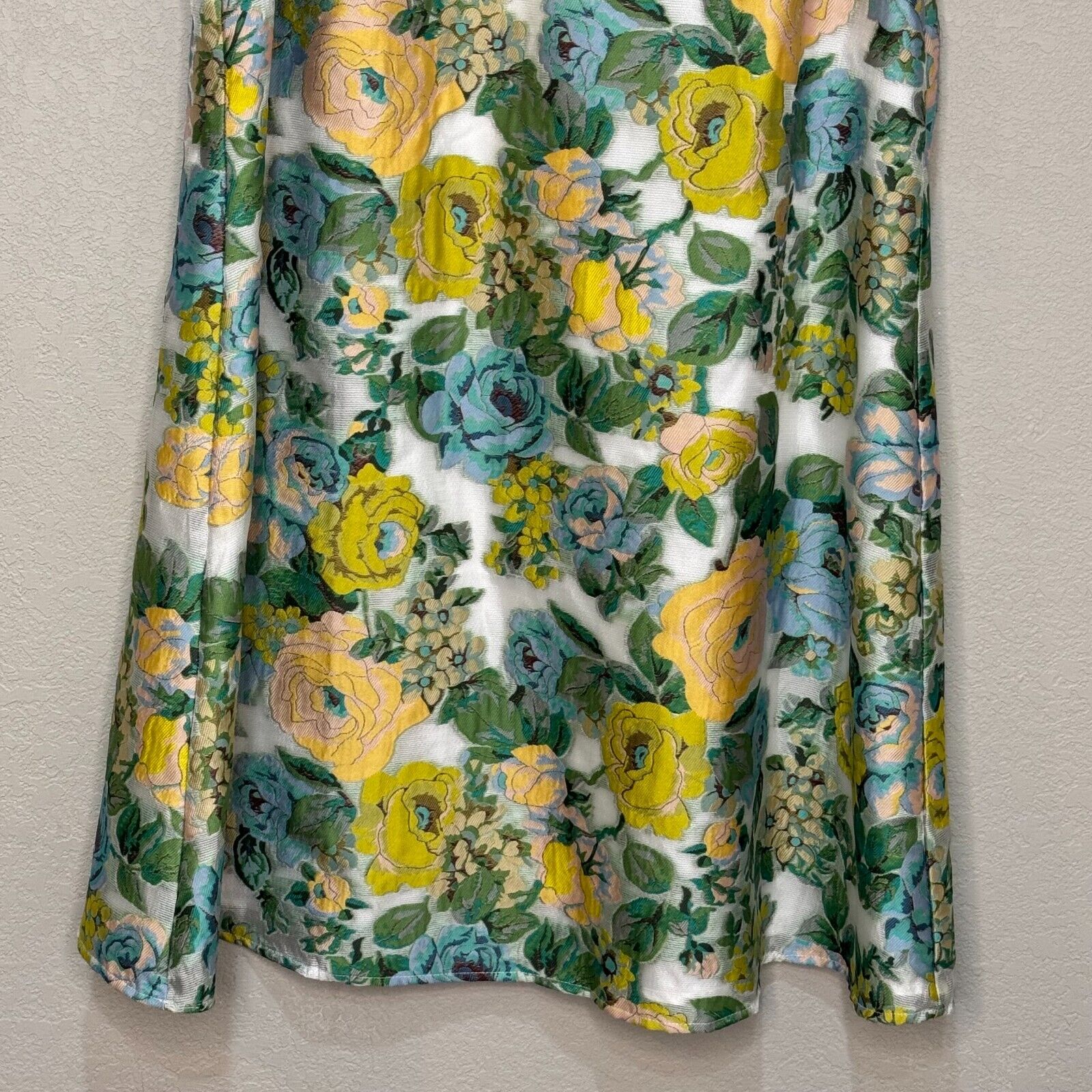 Badgley Mischka Mark & James Dress Size 8 Floral Sleeveless Yellow Blue White - Flair - Style