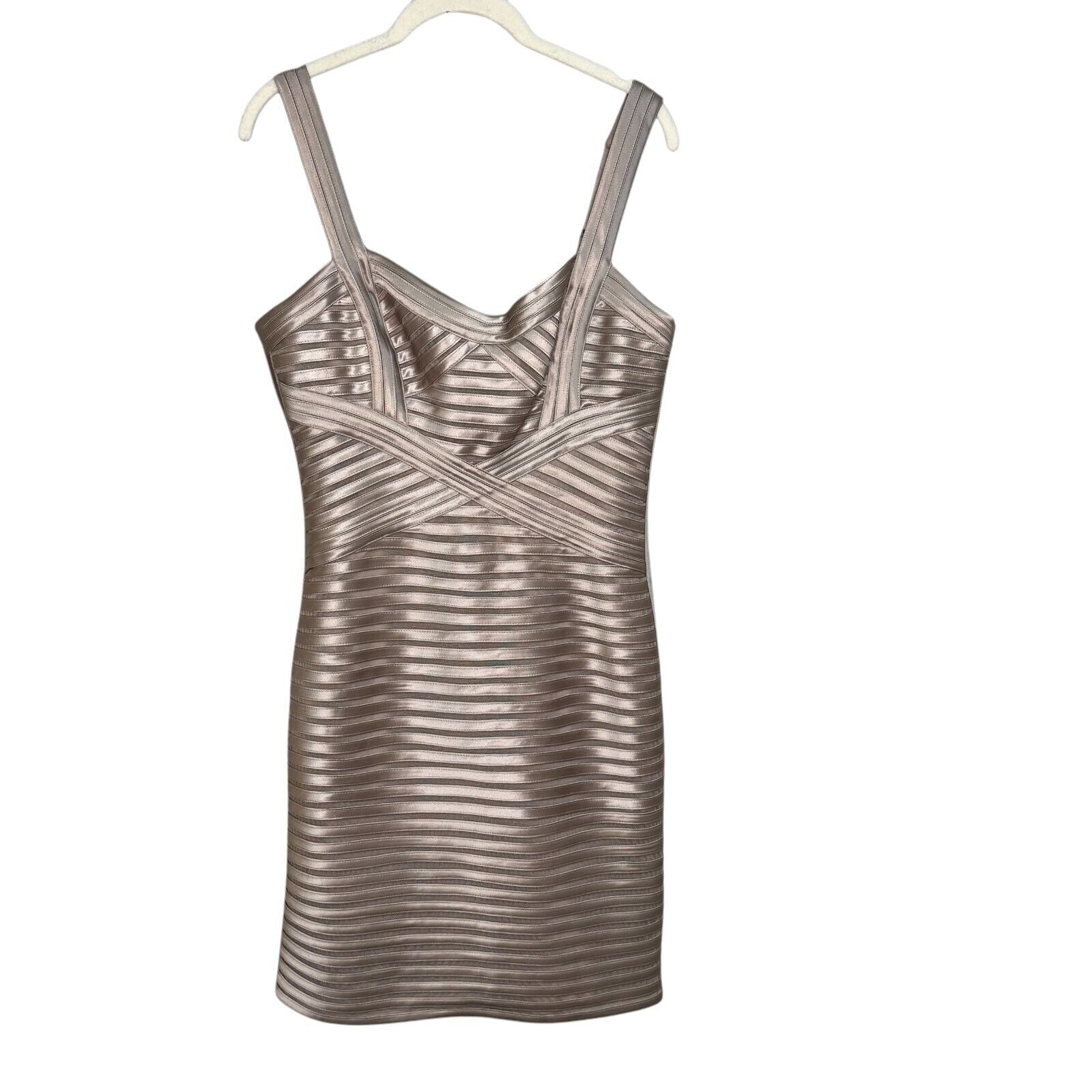 BCBGMaxazria NEW Pumice Beige Rivas Bandage Bodycon Mini Dress Size 10 $328 - Flair - Style