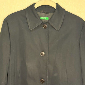 Benetton Made In Italy Black Jacket Womens US Size 4 IT 40 Lightweight 4 Button - Flair - Style