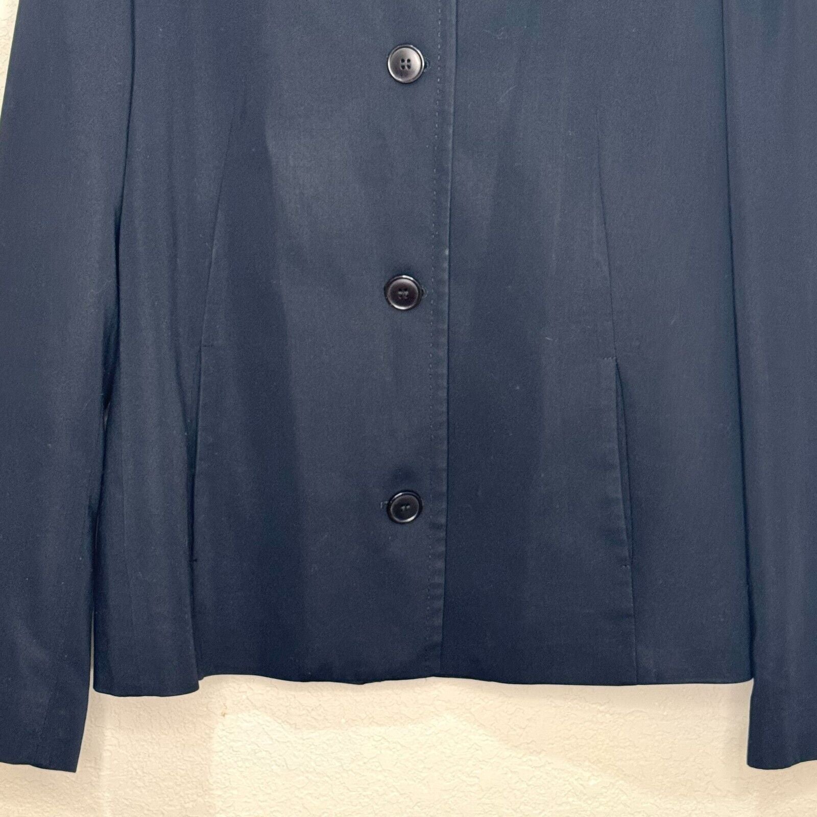 Benetton Made In Italy Black Jacket Womens US Size 4 IT 40 Lightweight 4 Button - Flair - Style