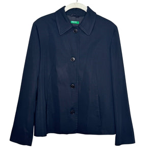Benetton Made In Italy Black Jacket Womens US Size 4 IT 40 Lightweight 4 Button - Flair - Style