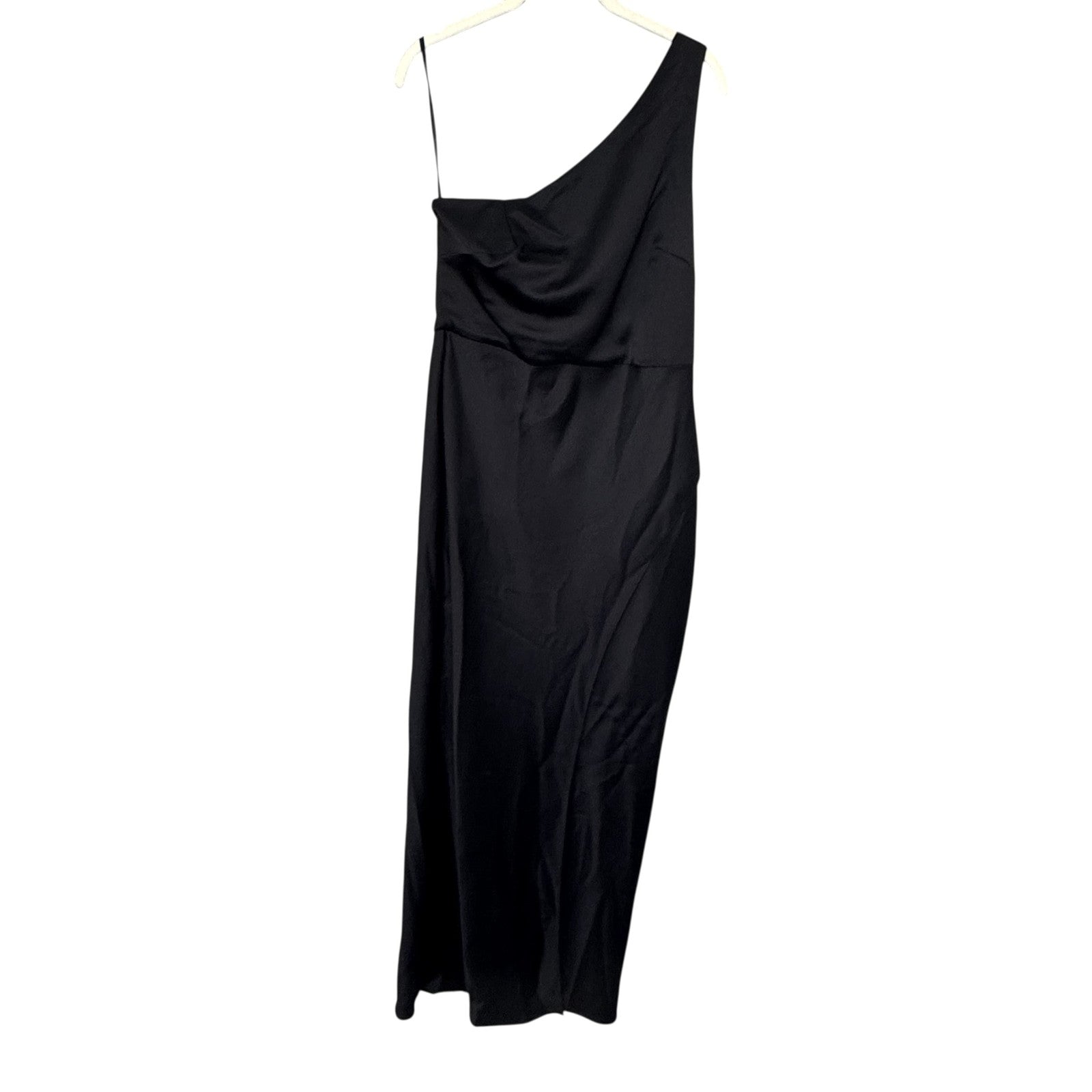 BHLDN Dress Dylan 10 Black One Shoulder Maxi Formal Evening Gown Slit Elegant - Flair - Style