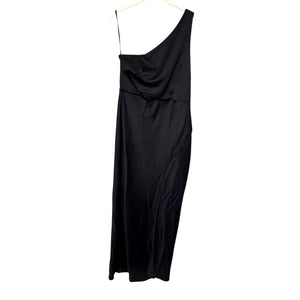 BHLDN Dress Dylan 10 Black One Shoulder Maxi Formal Evening Gown Slit Elegant - Flair - Style