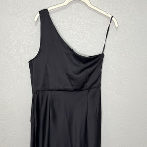 BHLDN Dress Dylan 10 Black One Shoulder Maxi Formal Evening Gown Slit Elegant - Flair - Style