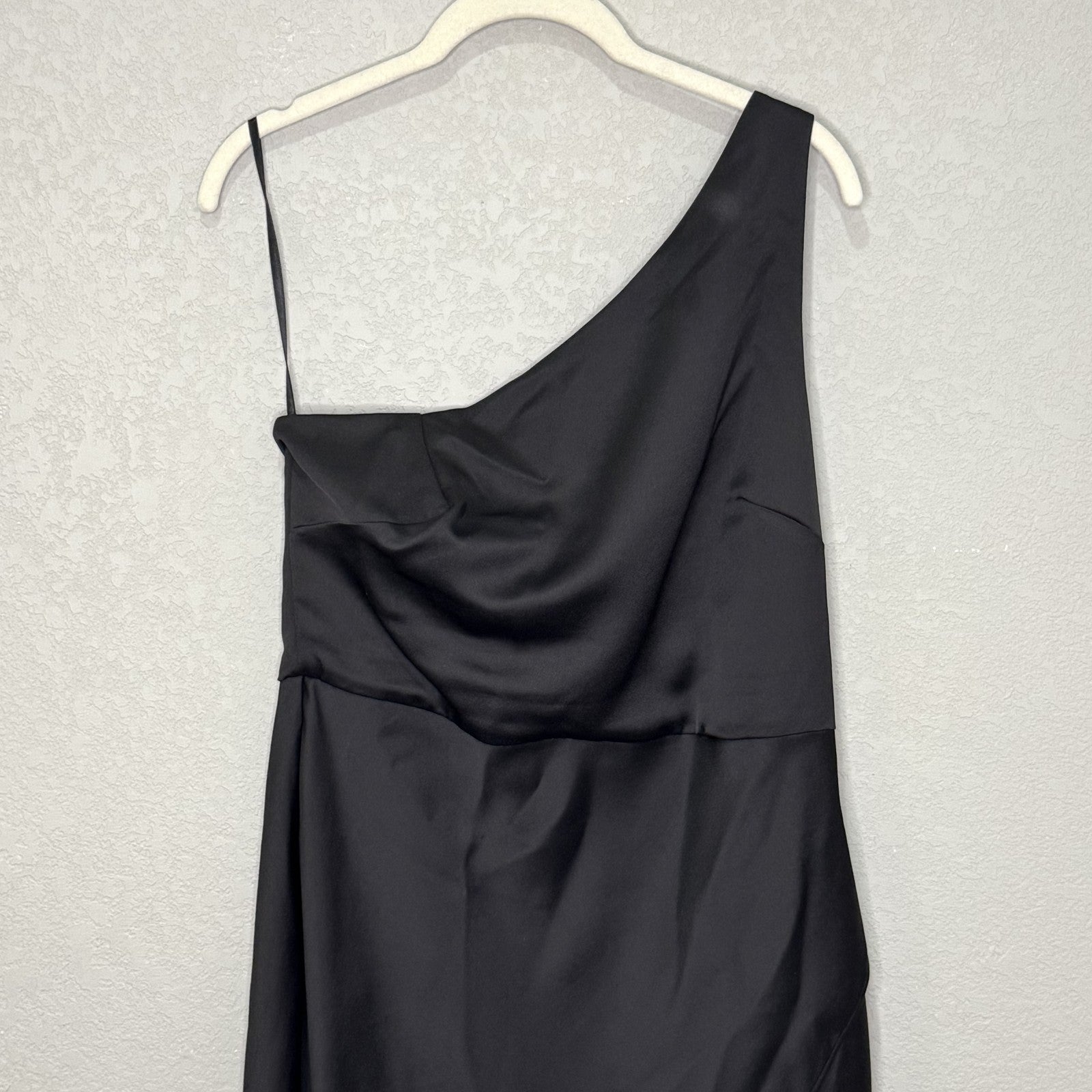 BHLDN Dress Dylan 10 Black One Shoulder Maxi Formal Evening Gown Slit Elegant - Flair - Style