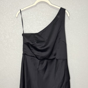 BHLDN Dress Dylan 10 Black One Shoulder Maxi Formal Evening Gown Slit Elegant - Flair - Style