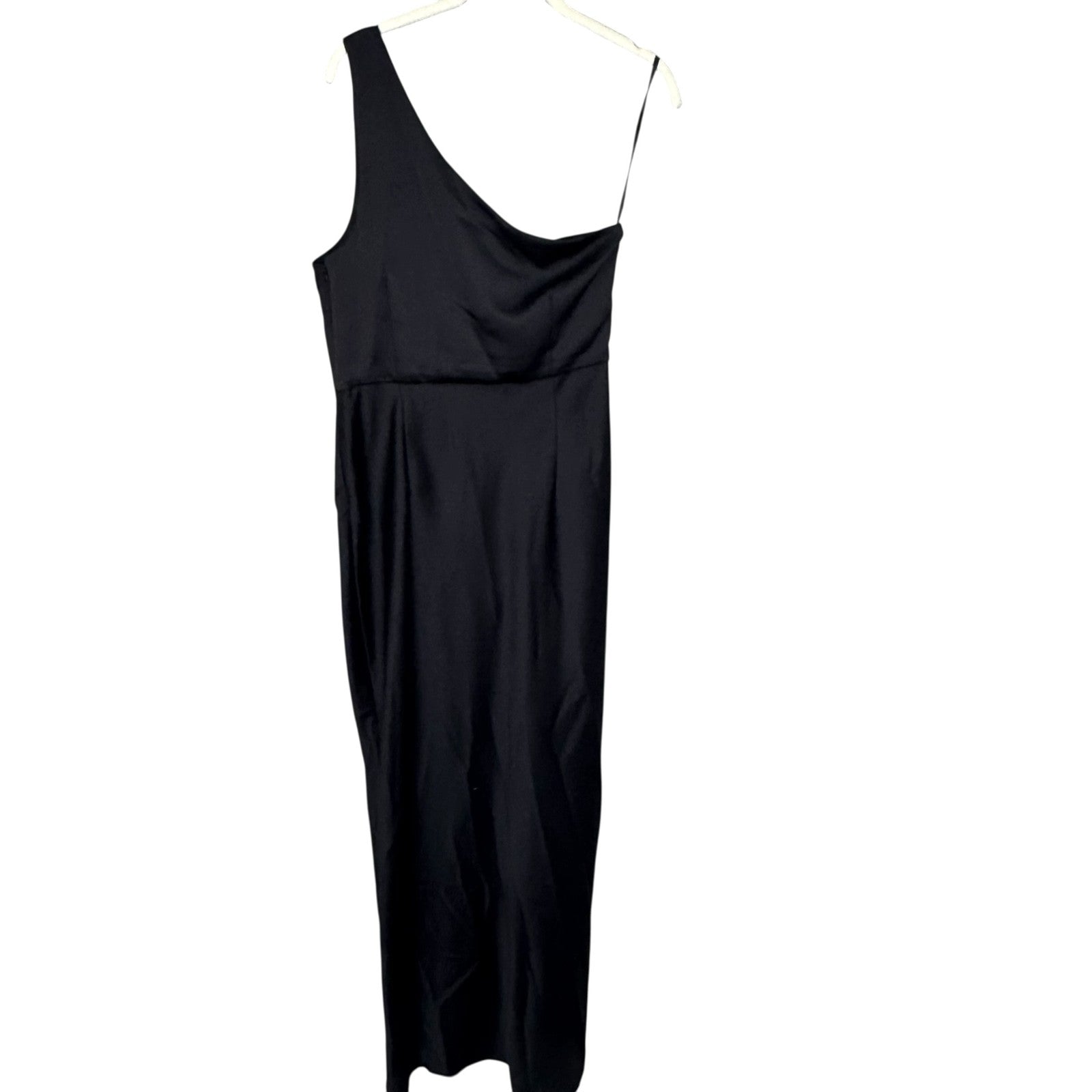 BHLDN Dress Dylan 10 Black One Shoulder Maxi Formal Evening Gown Slit Elegant - Flair - Style