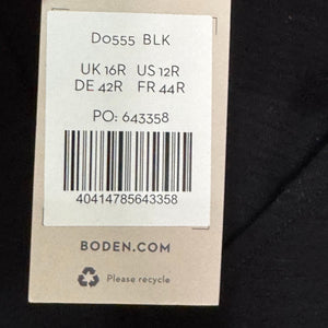 Boden Black V - Neck Jersey Mini Dress Size 12 NEW Pleat Detail Cotton - Flair - Style