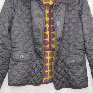 BODEN Dark Green Gray Quilted Field Jacket Size 8 Corduroy Collar - Flair - Style