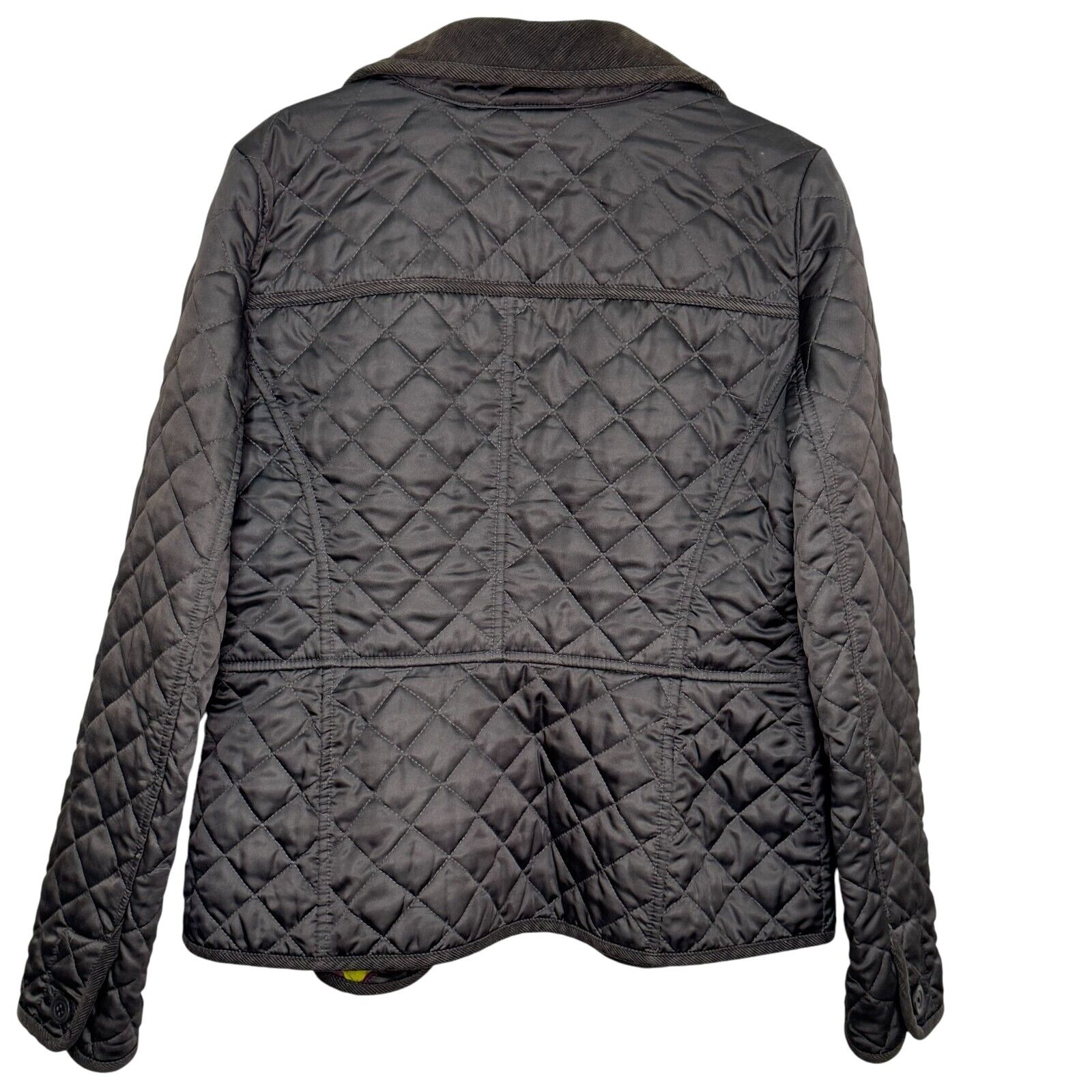 BODEN Dark Green Gray Quilted Field Jacket Size 8 Corduroy Collar - Flair - Style
