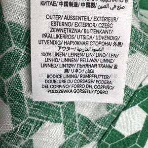 Boden Dress Womens 2P Green White Geometric Sleeveless Midi 100% Linen Pockets - Flair - Style