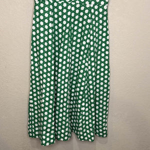 Boden Dress Womens 2P Green White Geometric Sleeveless Midi 100% Linen Pockets - Flair - Style