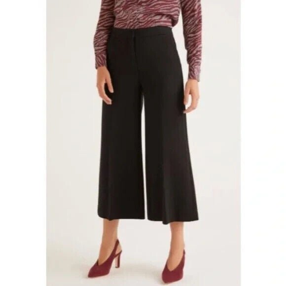 Boden Hampshire Ponte Culottes Pants Size 10L Black Wide Leg - Flair - Style