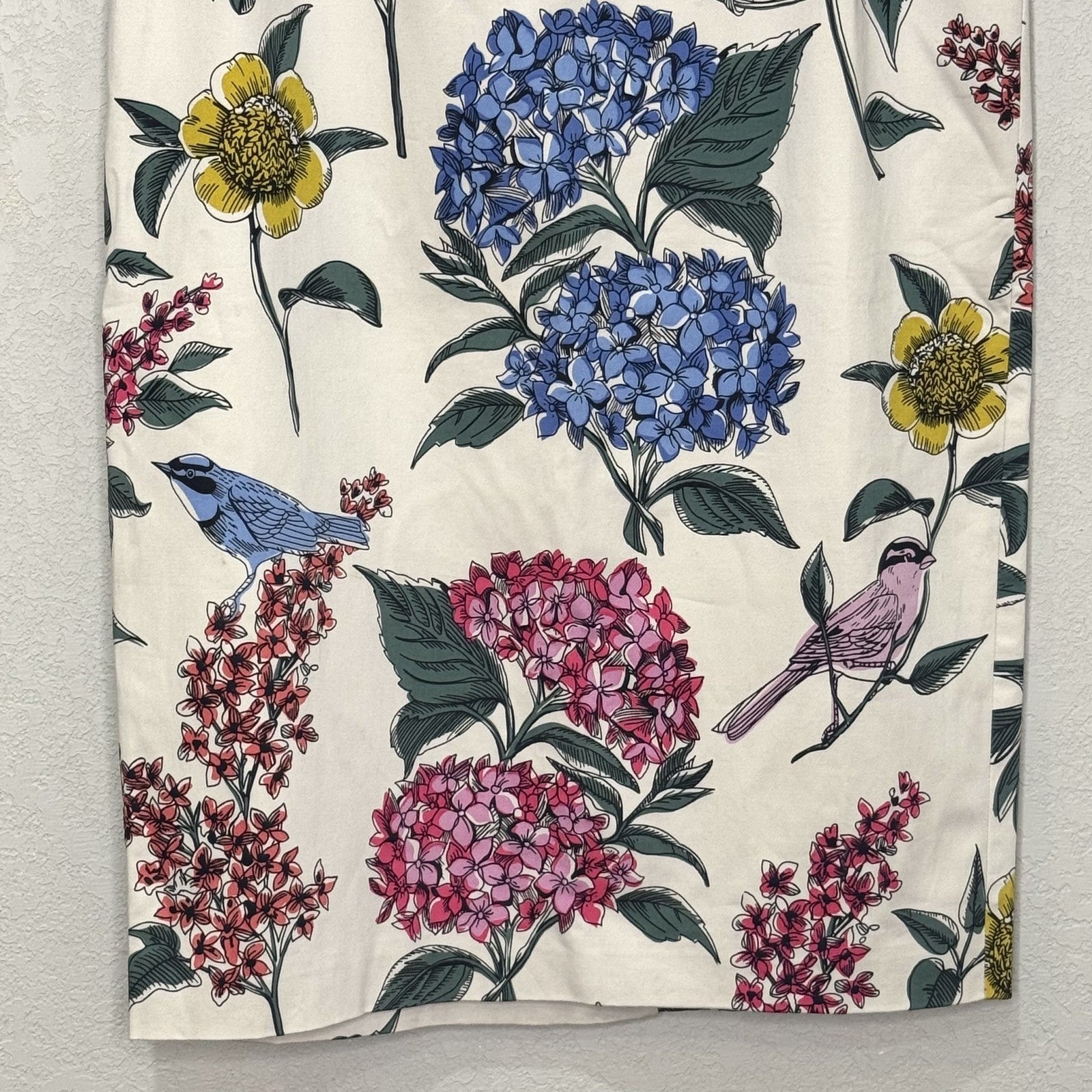 Boden Skirt Womens 6 Ivory Floral Bird Pencil Cotton Blend Lined 25.5" Midi - Flair - Style