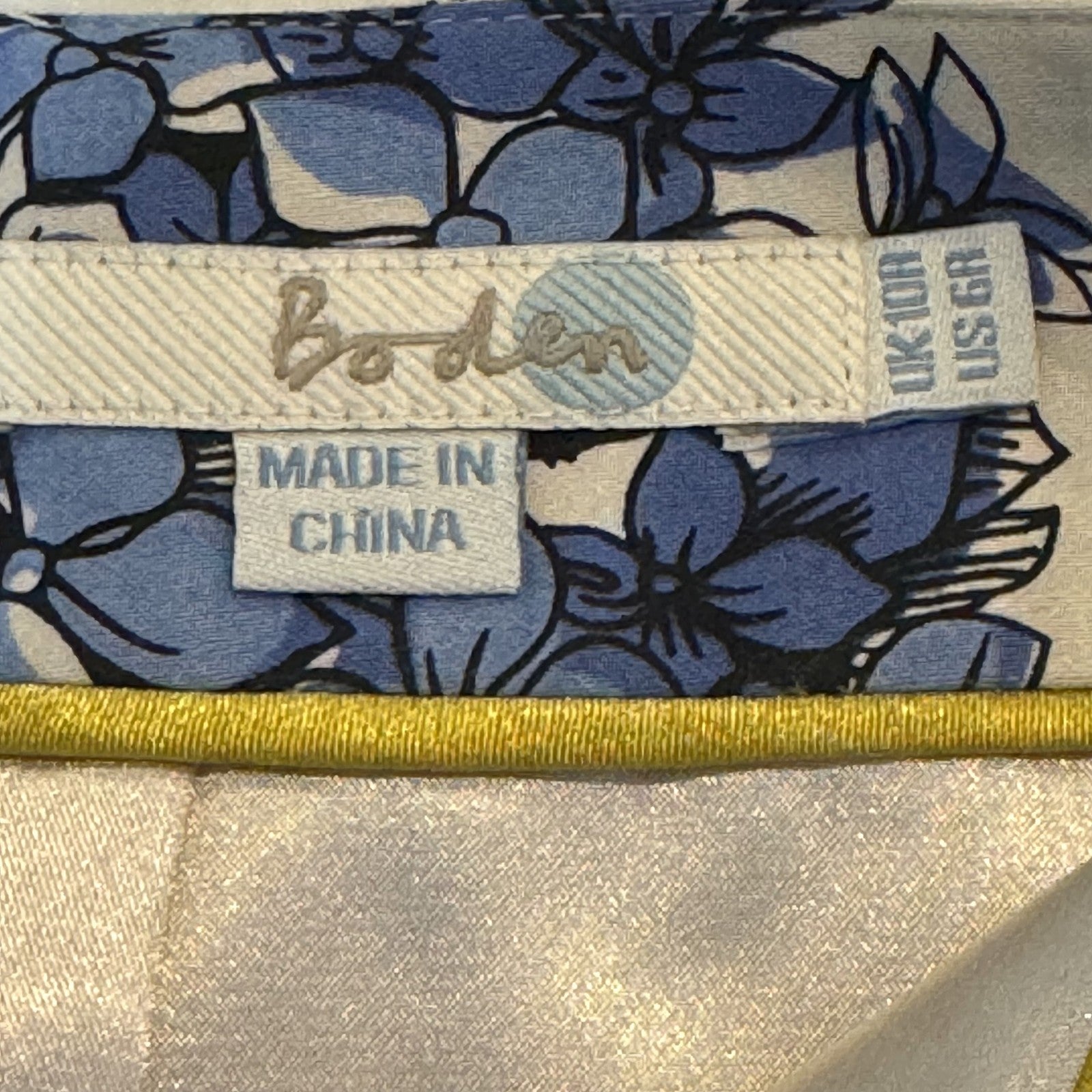 Boden Skirt Womens 6 Ivory Floral Bird Pencil Cotton Blend Lined 25.5" Midi - Flair - Style