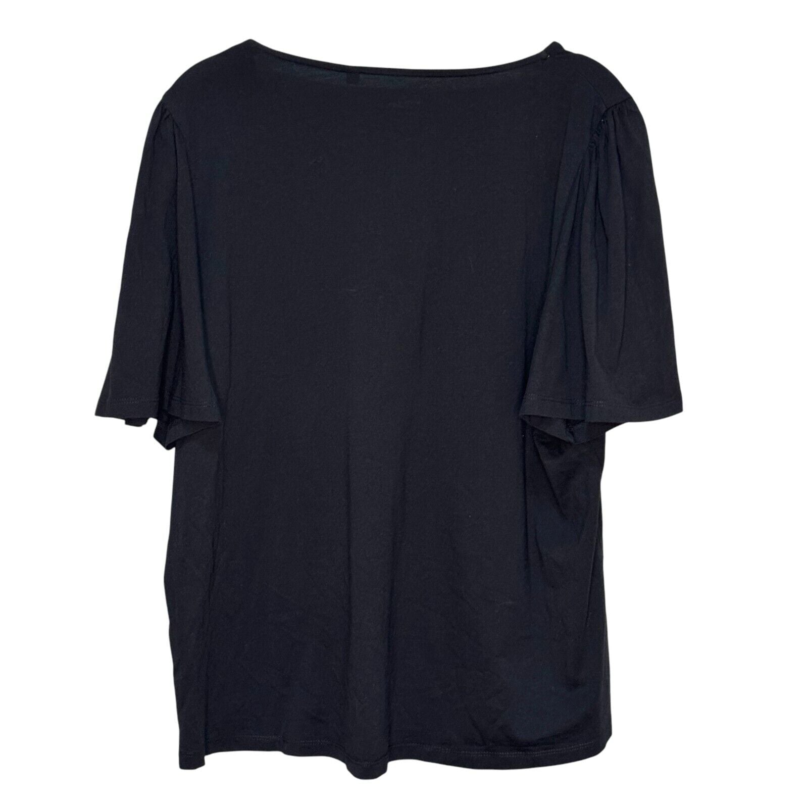 Boden Supersoft Black Flutter Sleeve Tee Shirt Size 14 Cotton Modal - Flair - Style