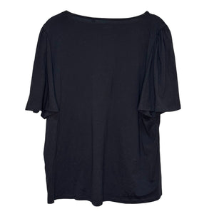 Boden Supersoft Black Flutter Sleeve Tee Shirt Size 14 Cotton Modal - Flair - Style