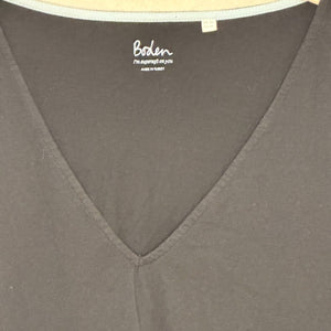 Boden Supersoft Black Flutter Sleeve Tee Shirt Size 14 Cotton Modal - Flair - Style