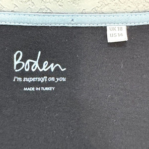 Boden Supersoft Black Flutter Sleeve Tee Shirt Size 14 Cotton Modal - Flair - Style