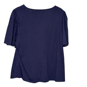 Boden Supersoft Navy Blue Flutter Sleeve Tee Shirt Size 14 Cotton Modal - Flair - Style