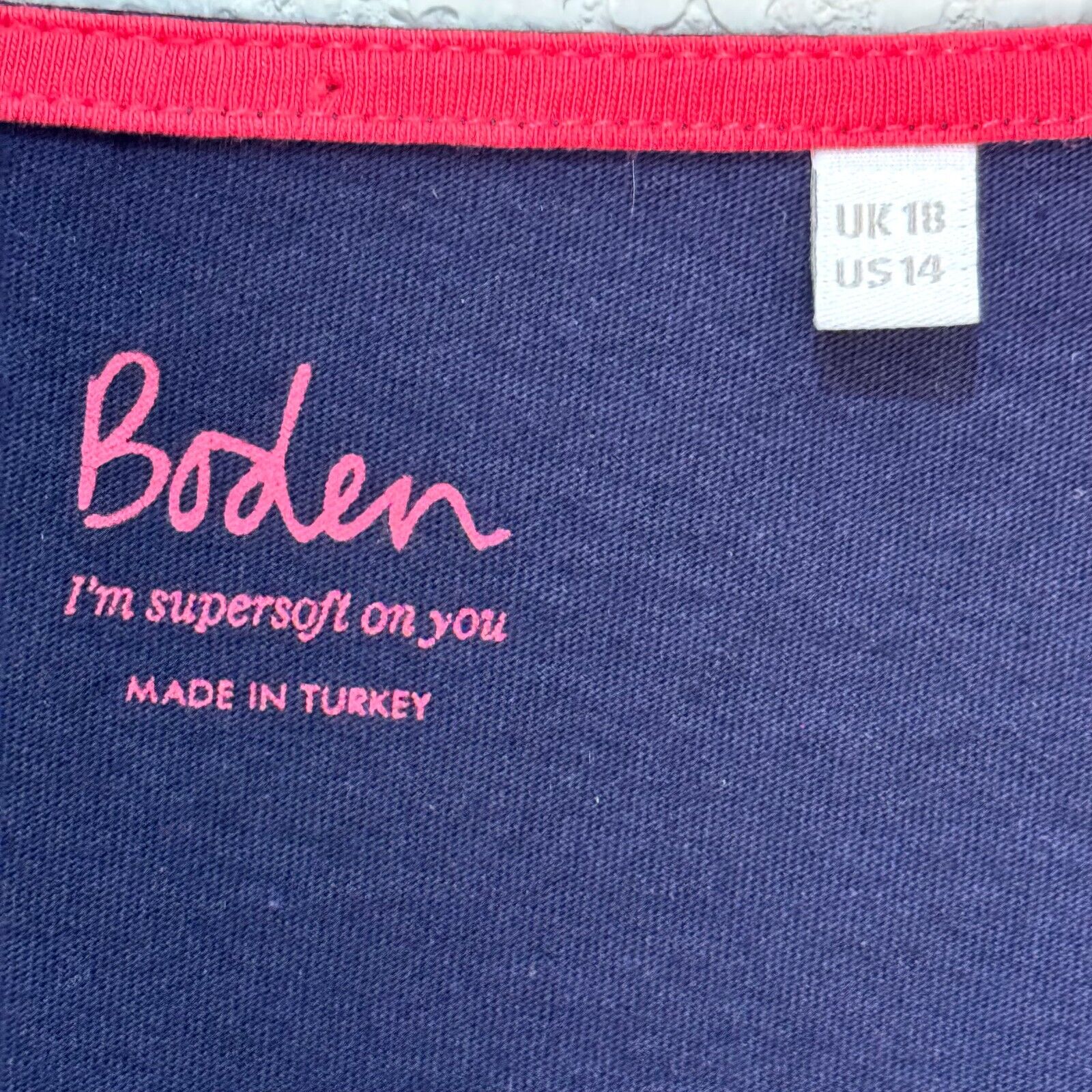 Boden Supersoft Navy Blue Flutter Sleeve Tee Shirt Size 14 Cotton Modal - Flair - Style