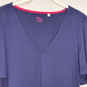 Boden Supersoft Navy Blue Flutter Sleeve Tee Shirt Size 14 Cotton Modal - Flair - Style