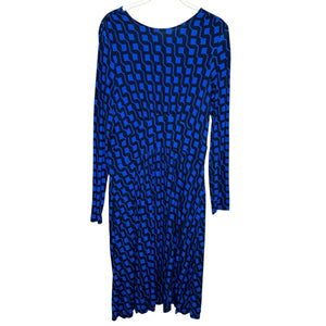 Boden Thea Midi Dress Size 10 Bright Cobalt Blue Black Jersey Dress Geo Print - Flair - Style