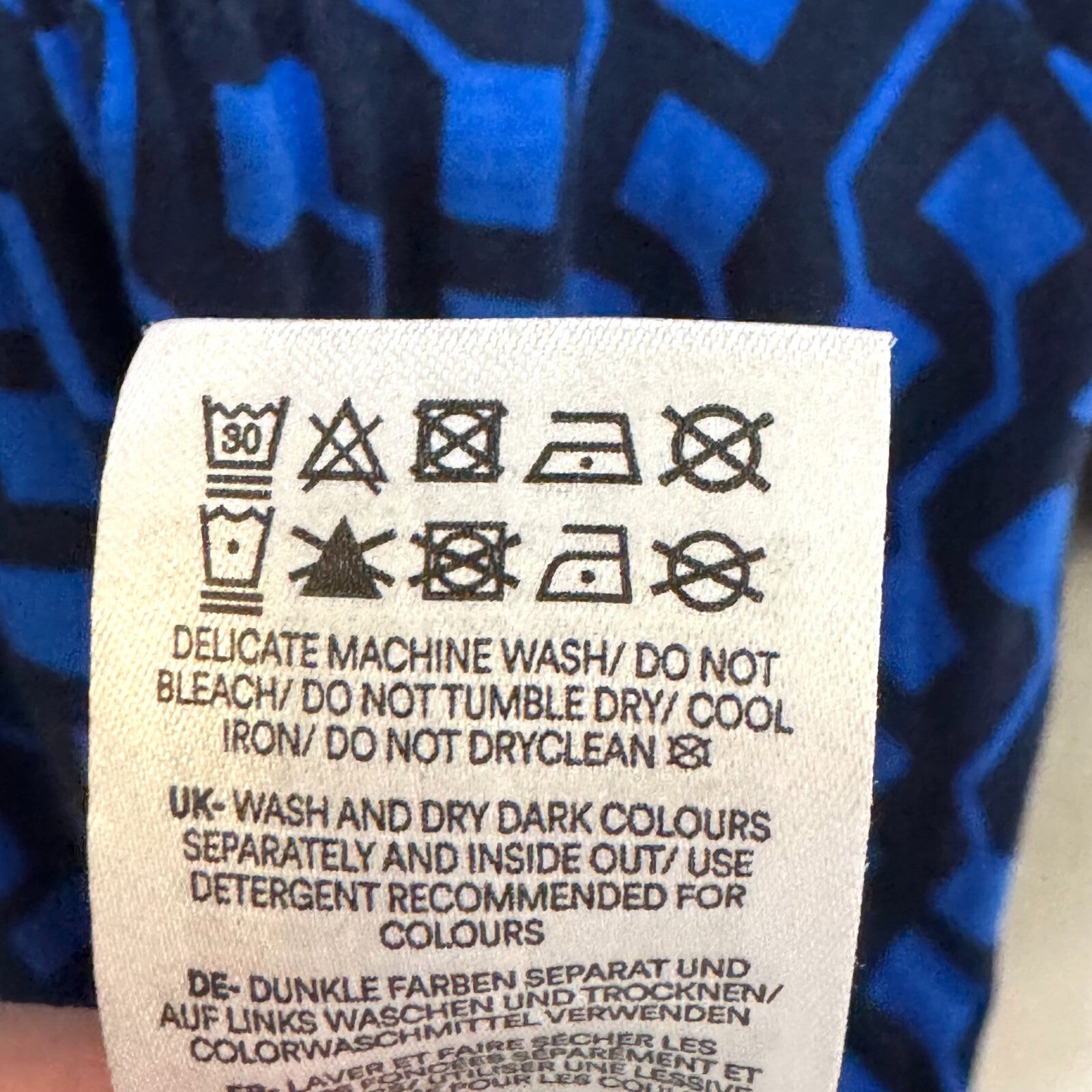 Boden Thea Midi Dress Size 10 Bright Cobalt Blue Black Jersey Dress Geo Print - Flair - Style