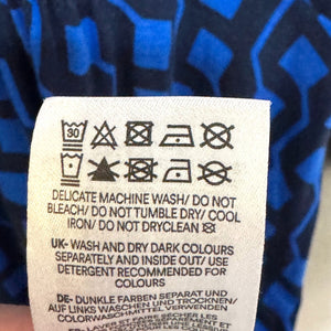 Boden Thea Midi Dress Size 10 Bright Cobalt Blue Black Jersey Dress Geo Print - Flair - Style