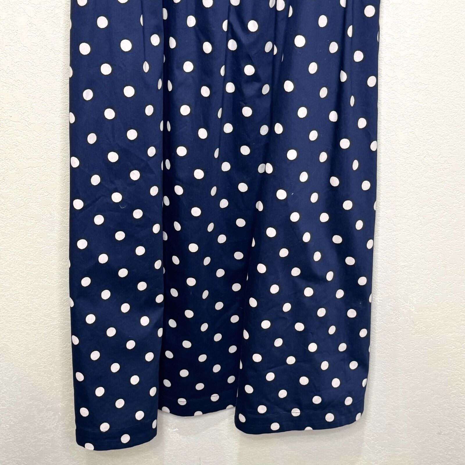 Boden Violet Square Neck Midi Dress Size 10 in Navy Blue White Dot - Flair - Style