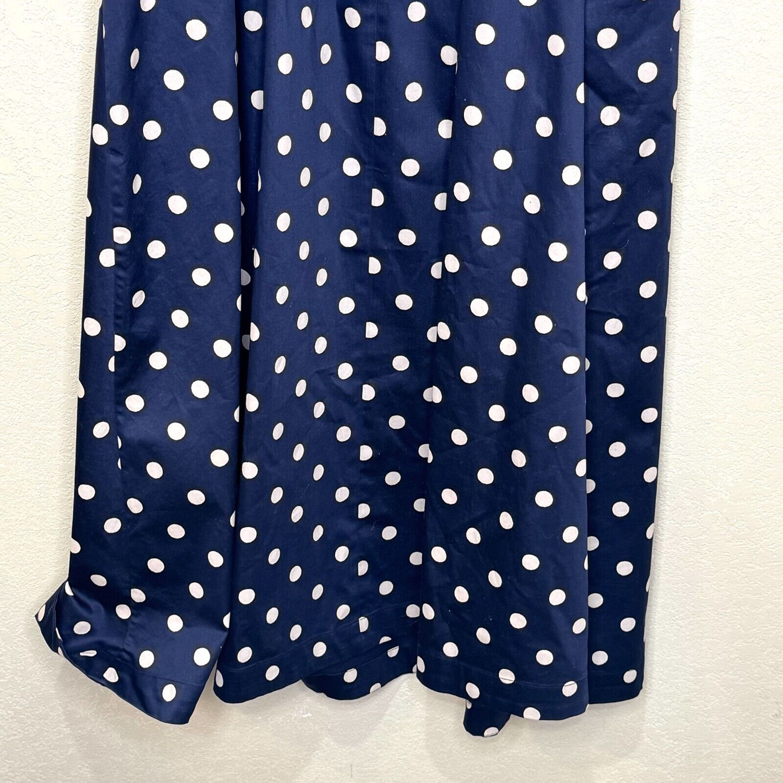 Boden Violet Square Neck Midi Dress Size 10 in Navy Blue White Dot - Flair - Style