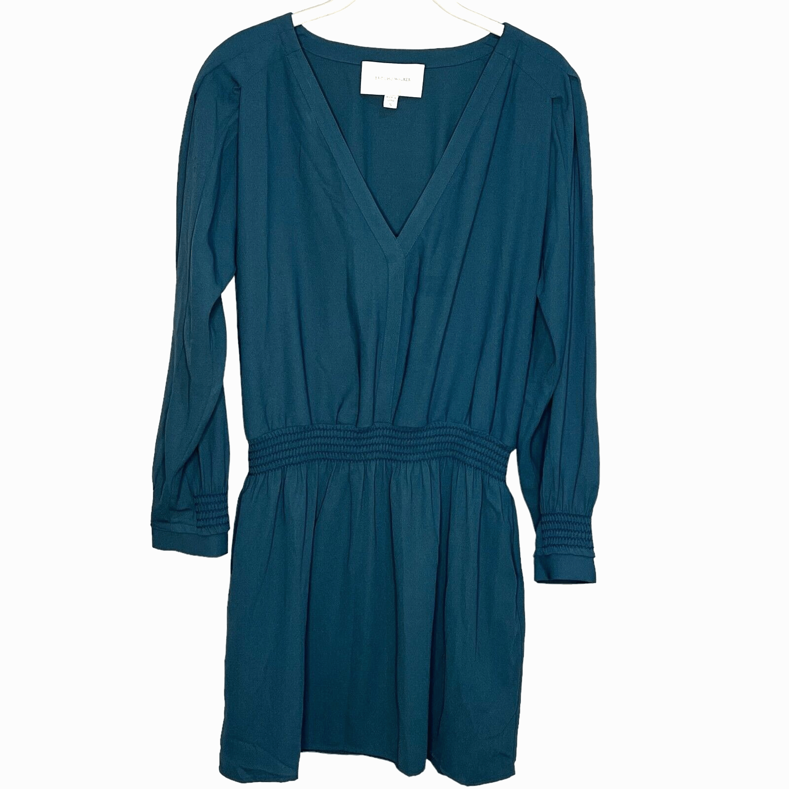 Brochu Walker Green Long Sleeve Smocked Mini Dress Size Small - Flair - Style