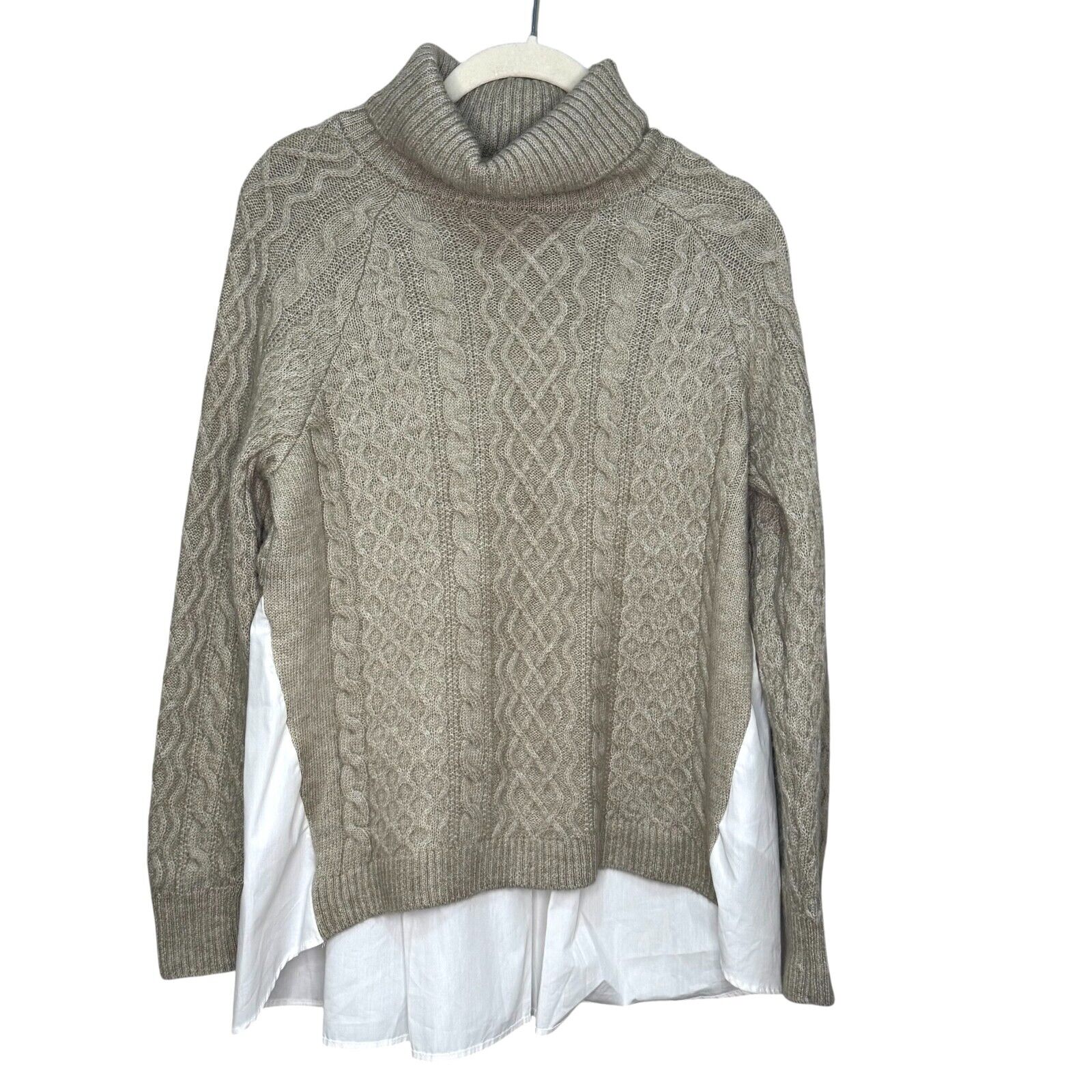 By Anthropologie Mixed Media Twofer Turtleneck Cable Sweater Size XS - Flair - Style