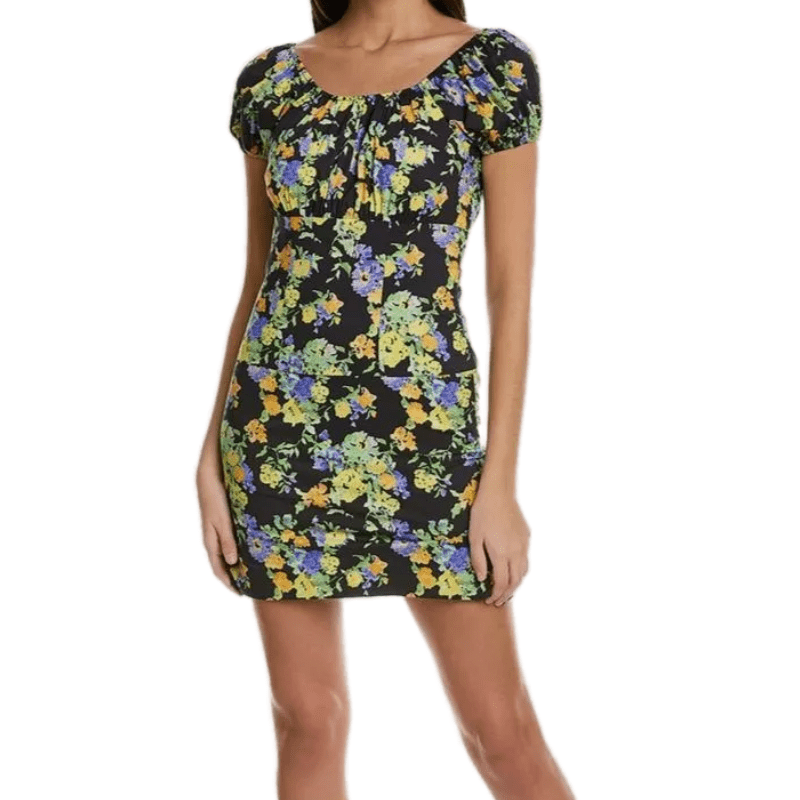Caroline Constas Calla Mini Dress Size Small NEW Purple Yellow Noir Pryel Floral - Flair - Style